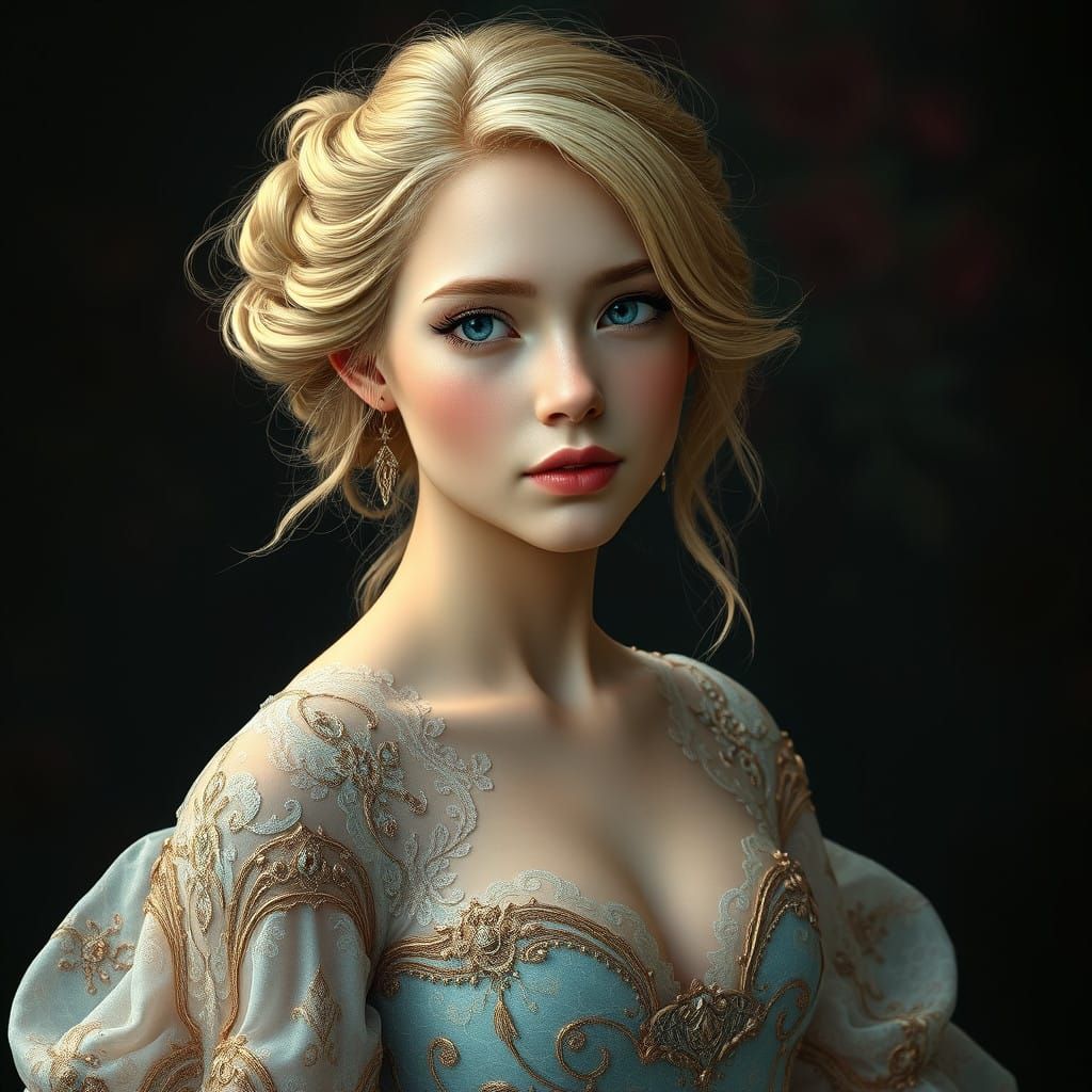 Ethereal Beauty in Vibrant Fantasy Ball Gown