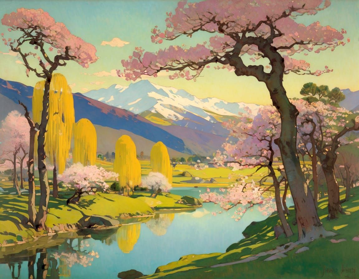 Golden Hour Spring Landscape in Paradise