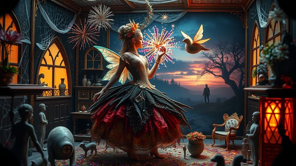 Celebratory Collage in Digital Bio Art Style