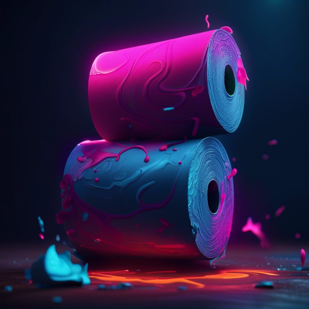 Neon Toilet Paper Roll in Detailed Matte Painting