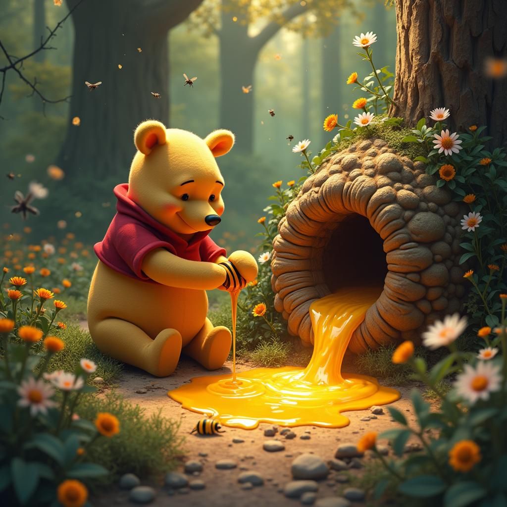 Winnie the Pooh and Honey, Digital Matte Painting