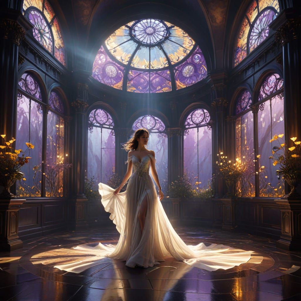 Elegant Couples Dance in a Glass Rotunda