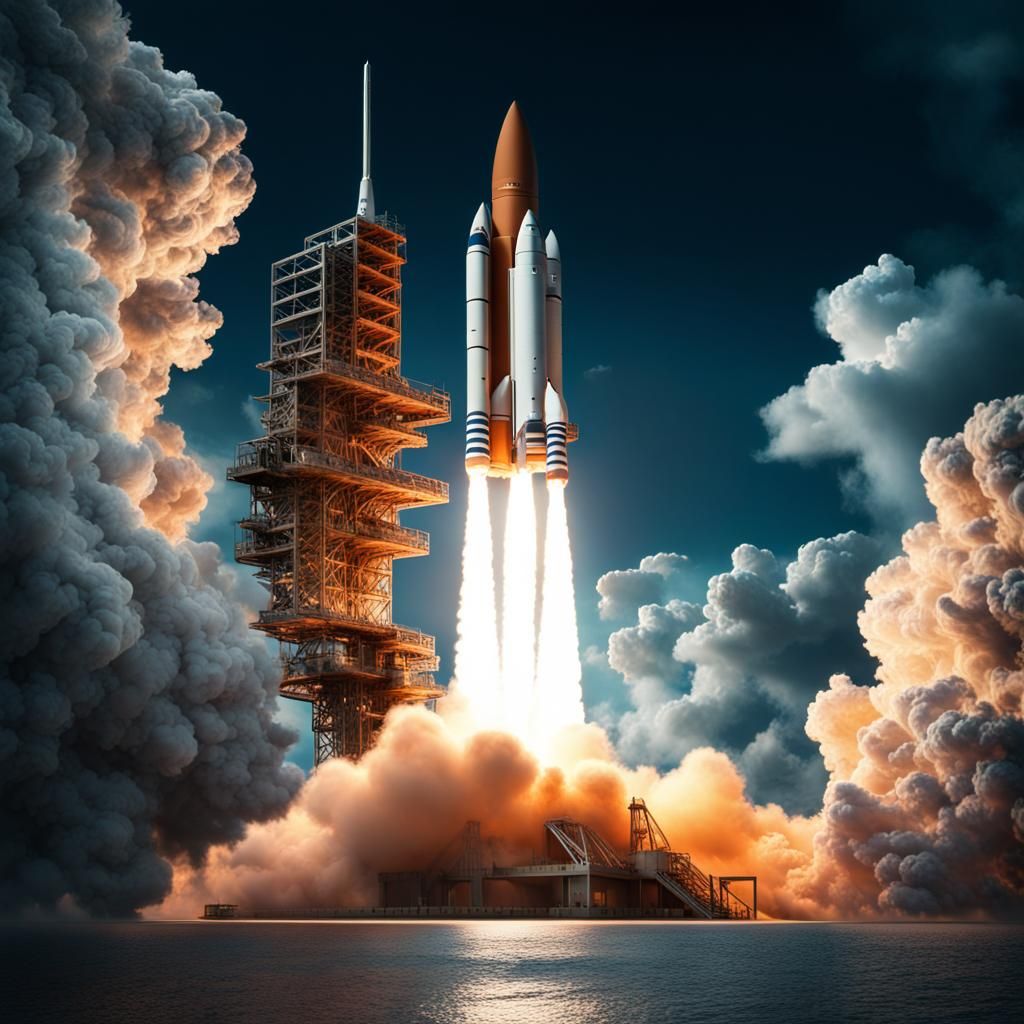 Space Rocket Launch at Cape Canaveral: Digital Matte Paintin...