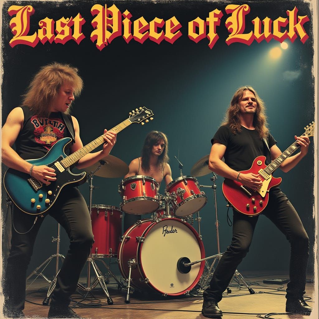 Heavy Metal Band Live on Stage in Vintage LP Cover Art