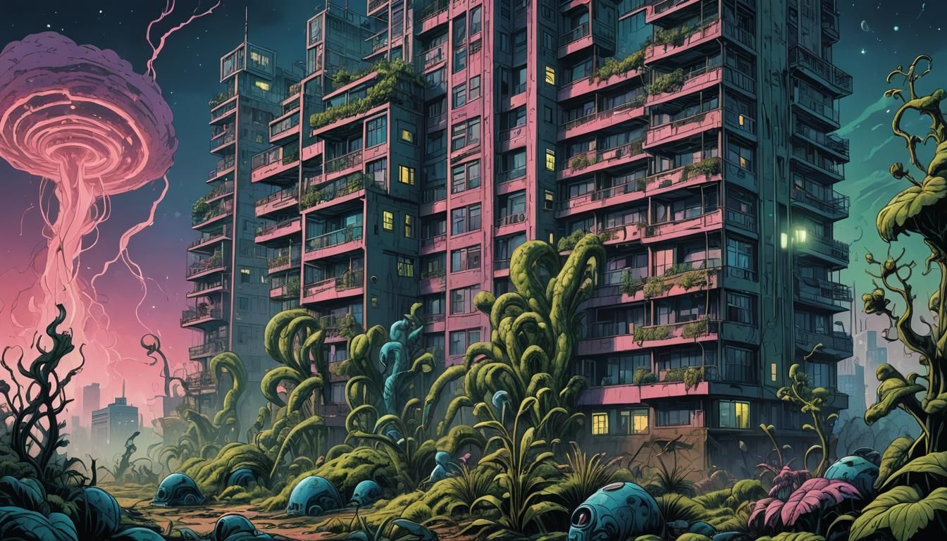 Mutated Centipedes on Mars in Retro Comic Art