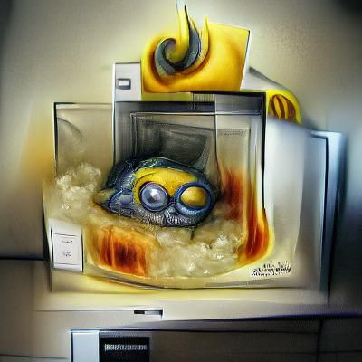 Melting Minion in Microwave: A Humorous Scene