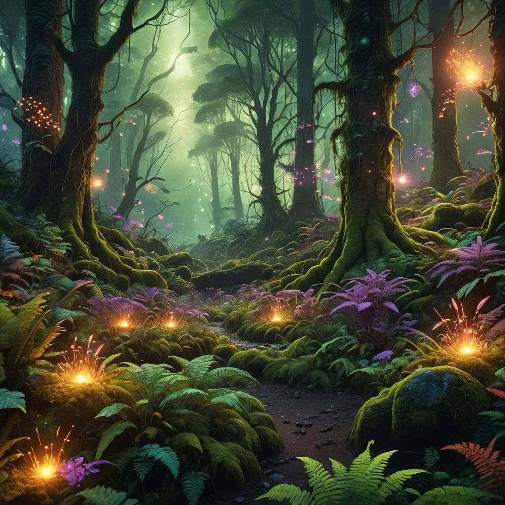Glowing Seed Bomb Explodes in Magical Forest