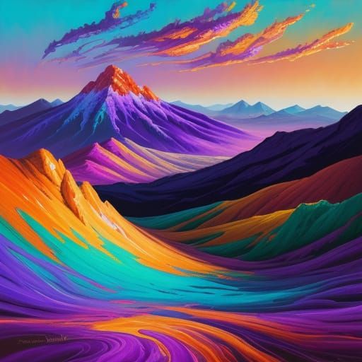 Vibrant Fantasy Landscape in Expressive Fauvist Style