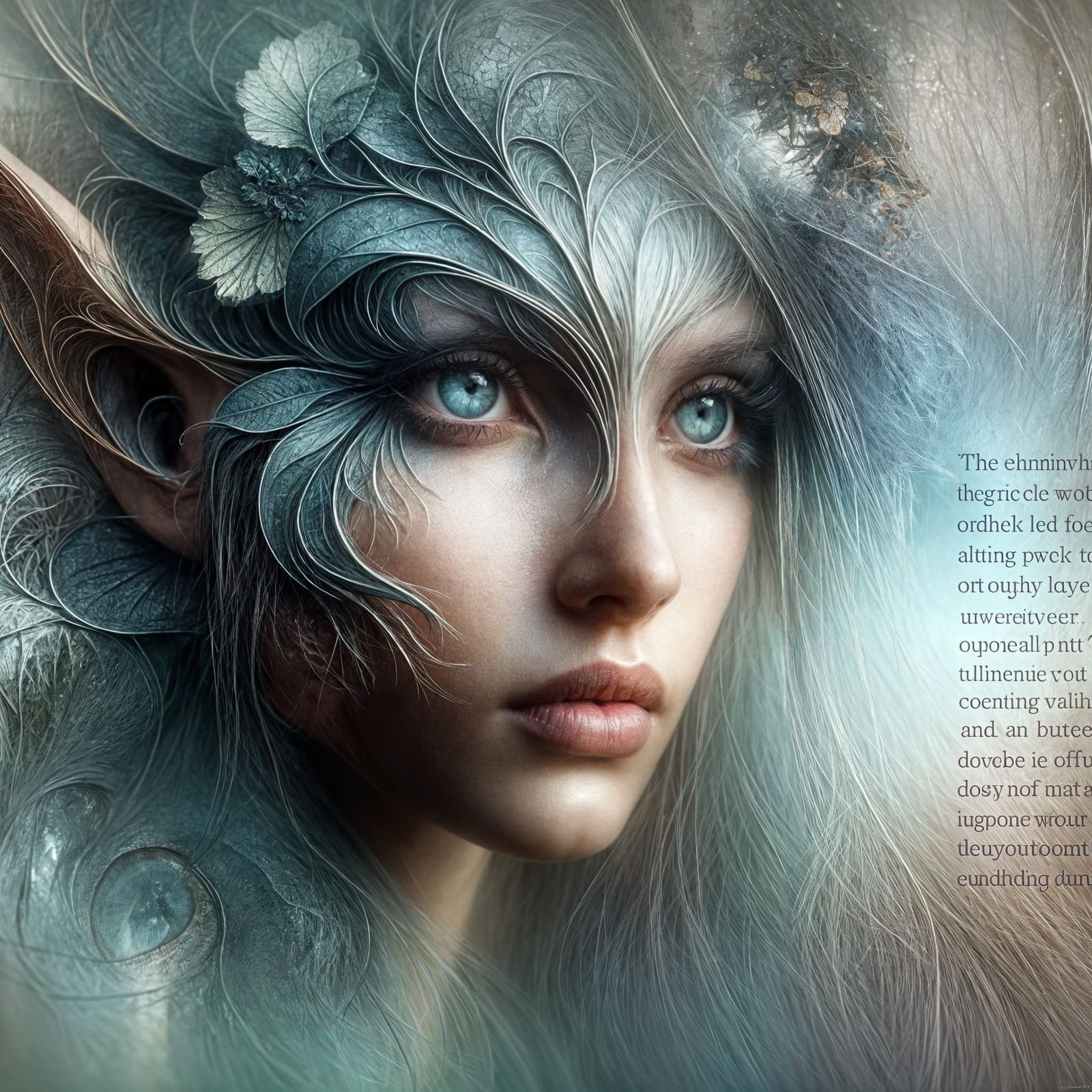 Ethereal Elven Head in Copper Art Style