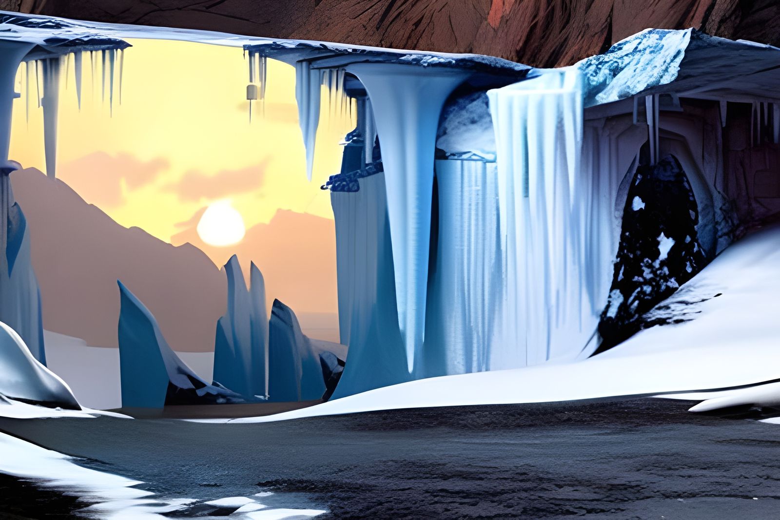 Icy Wasteland Ruins in Hyperdetailed Fantasy Style