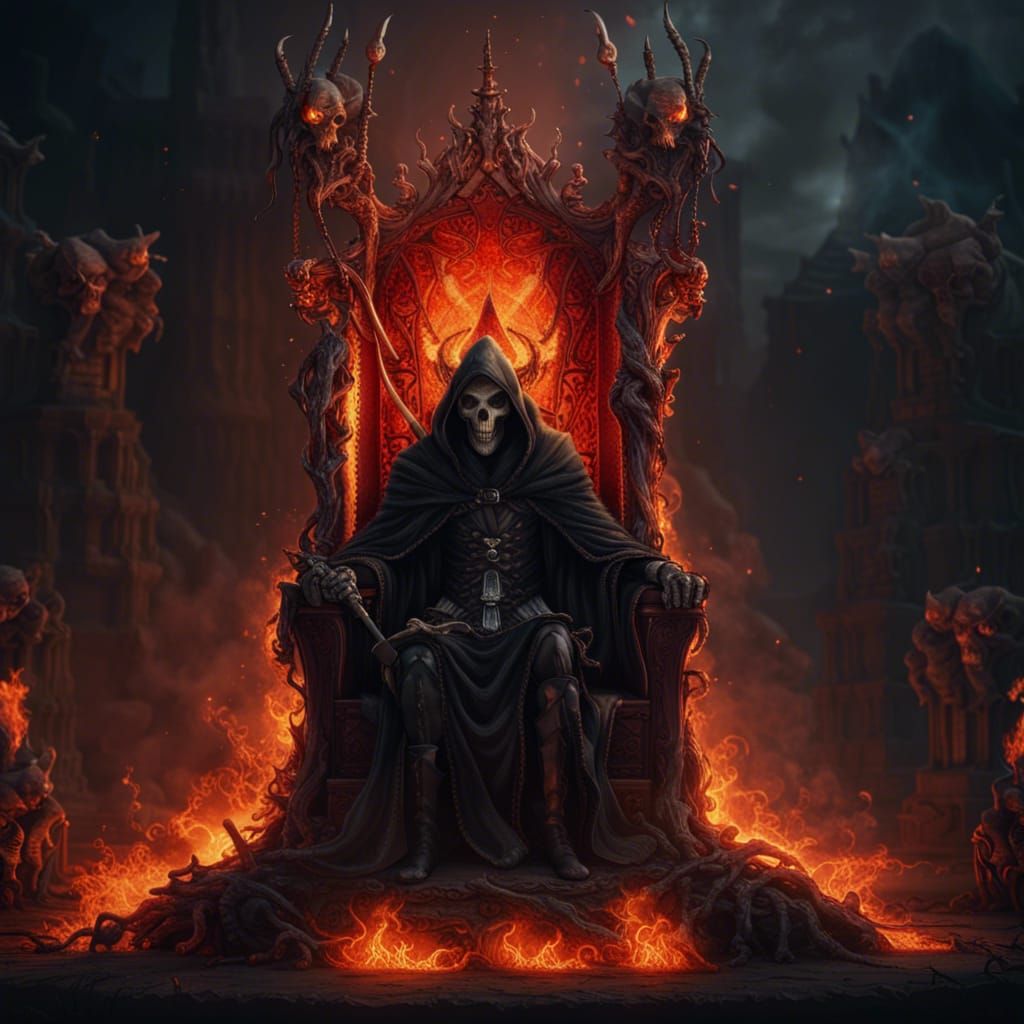 Grim Reaper on Bone Throne in Hellfire