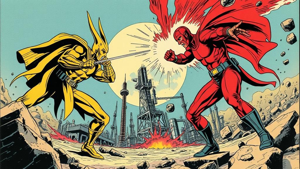 Epic Showdown: Earthman vs Anti-Earthman in Comic Style