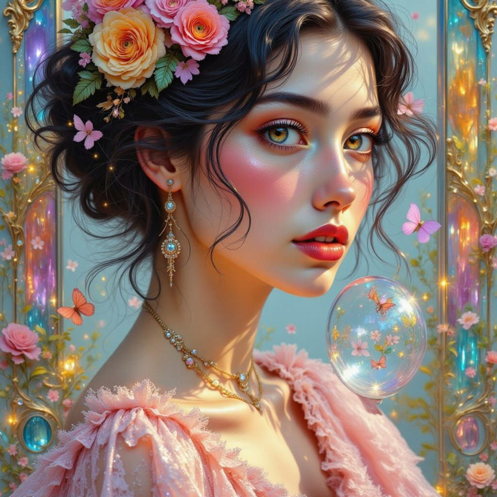 Giant Face with Gemstone Throne in Superflat Style