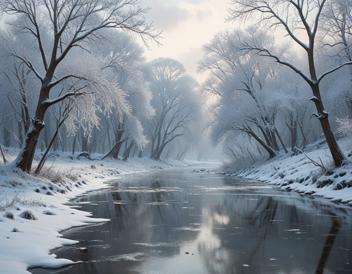 Serene Winter Landscape Concept Art