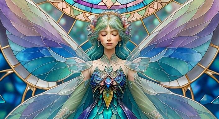 Stained Glass Fairy Mosaic Artwork