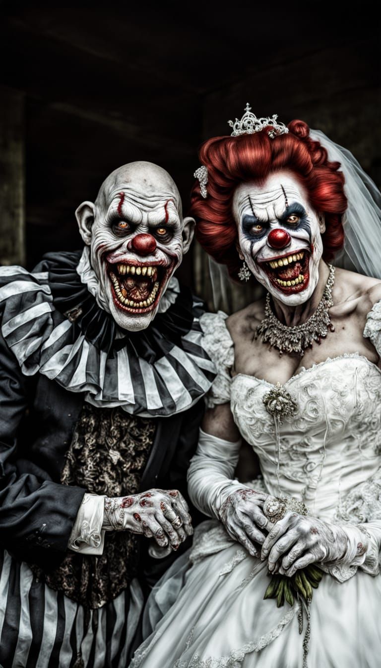 Grotesque Bride and Groom in a Darkly Romantic Scene