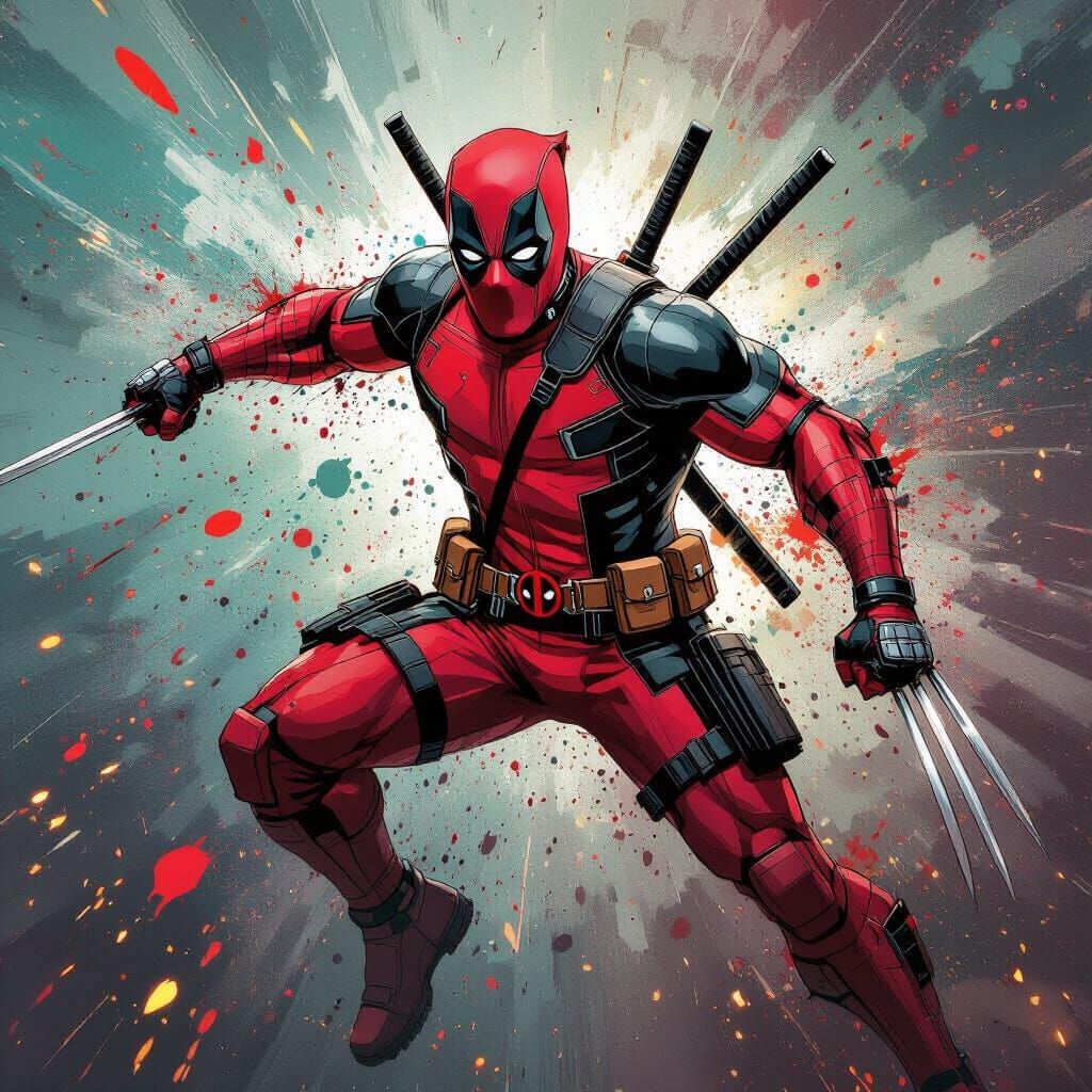 Deadpool in Dynamic Abstract Art Style
