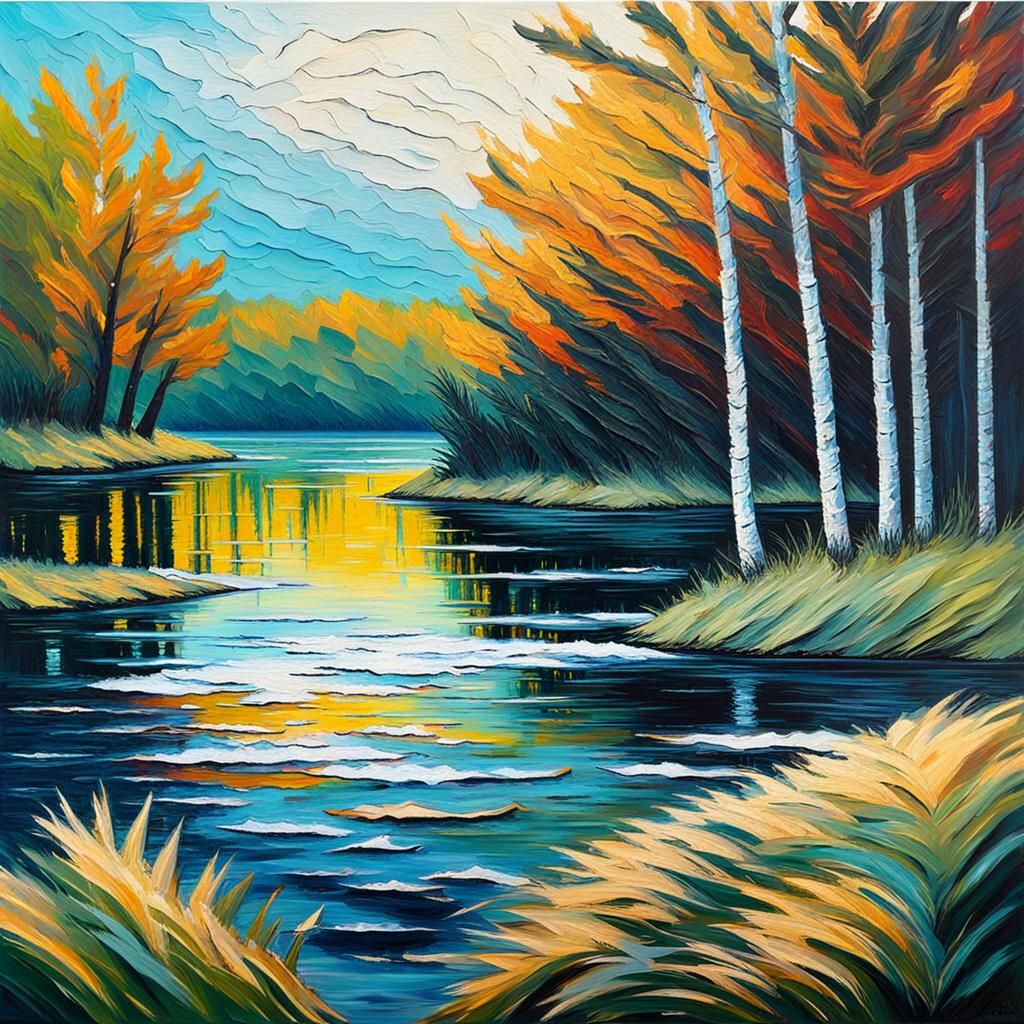 Ghost Lake in Neo-Impressionist Expressionist Style