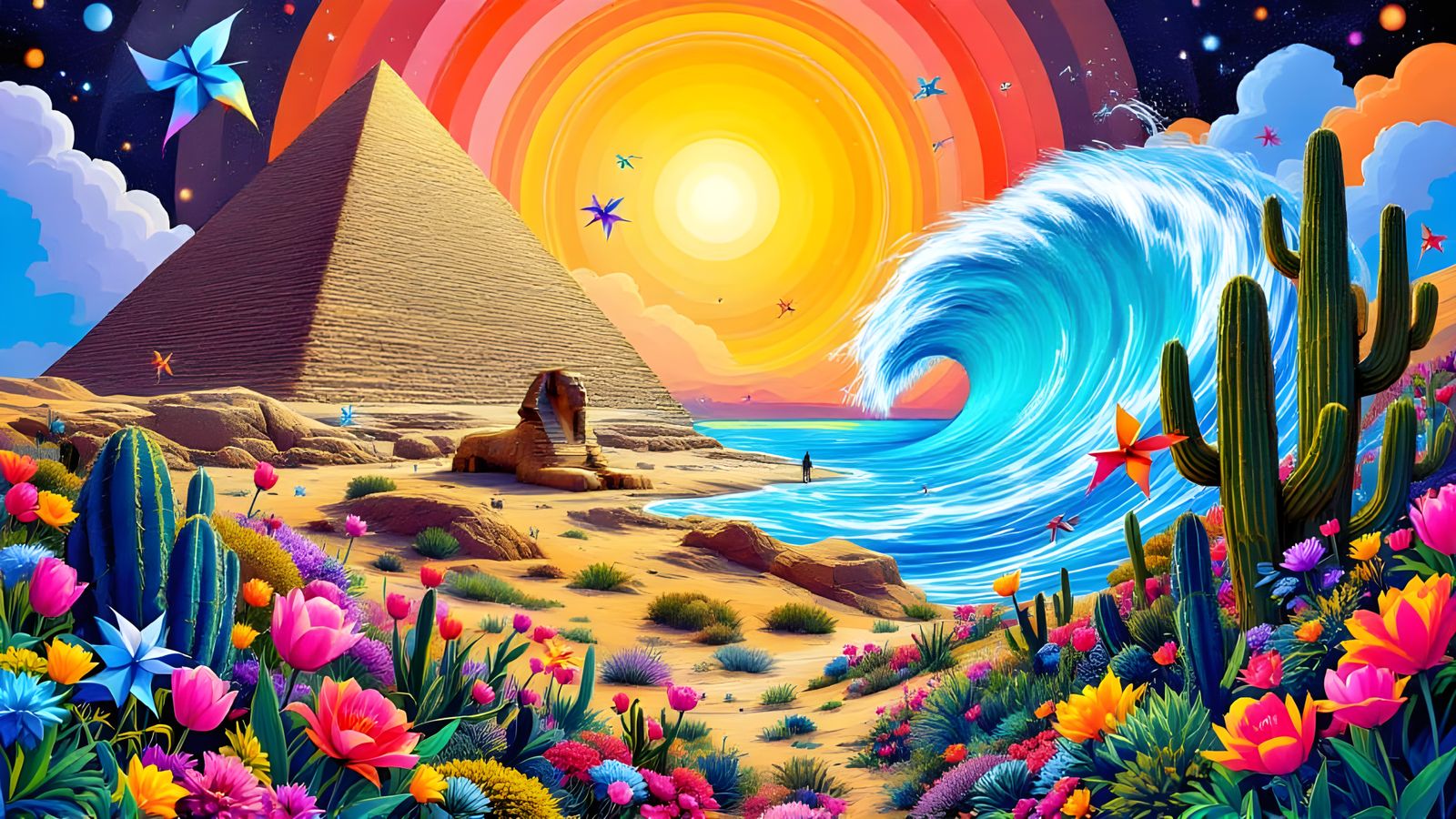 Egyptian Futurism in Vibrant Afrofuturist Splendor