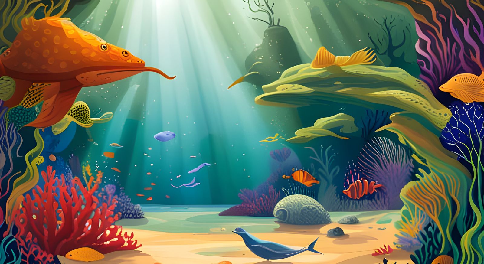 Magical Underwater Kingdom Window Art Scene