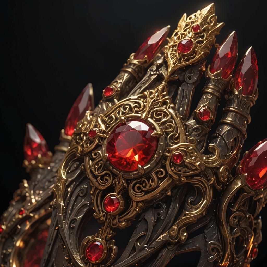 Close-up of a Fantasy Ring with Glowing Ruby