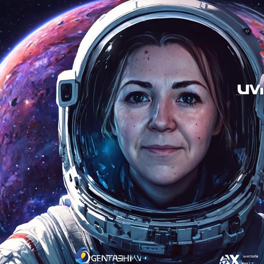 Astronaut Portrait Amidst Swirling Galaxies: Detailed Concep...