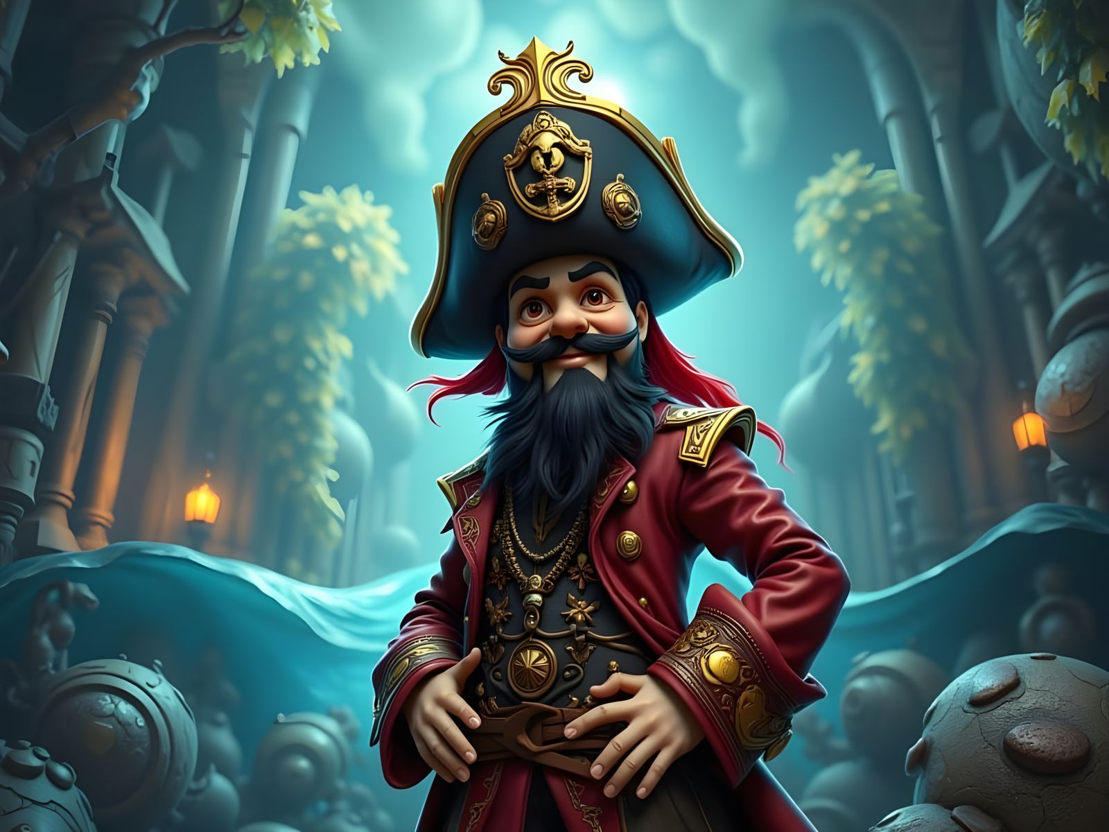 Vibrant Cartoon Pirate in Stylized CGI