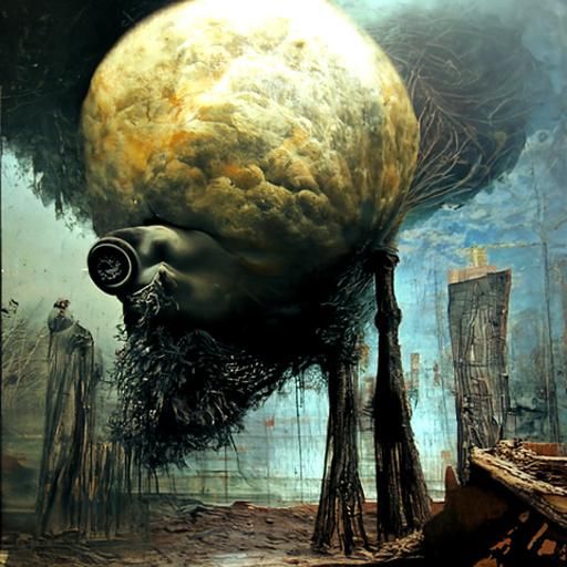 Surreal Ascension: Dystopian Energy Burst in Hyperrealism