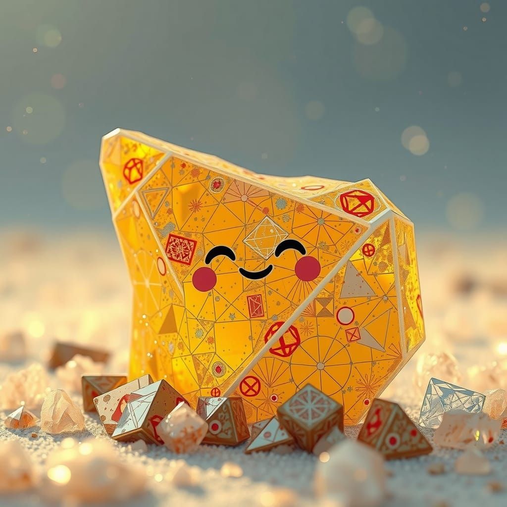 Ethereal Decay: Crumbling Glass Cone with Golden Accents