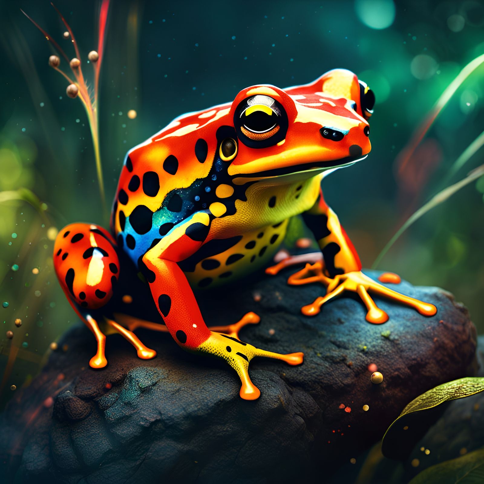 Colorful Dart Frog in Anime Realism Style