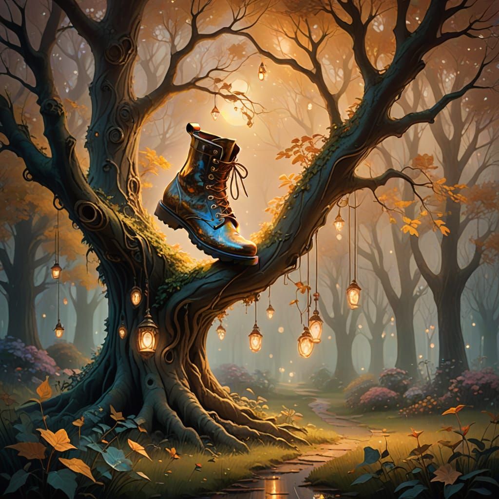 Ethereal Shoe Tree Radiates Enchanting Glow