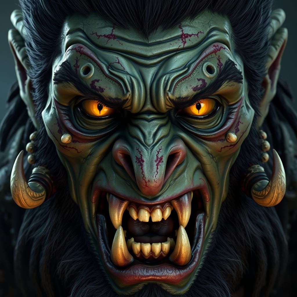 Orc Shaman Portrait in Detailed Matte Painting Style