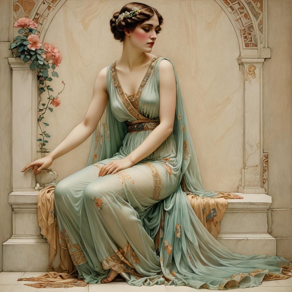 Glamorous Woman in 1920s Style Gown