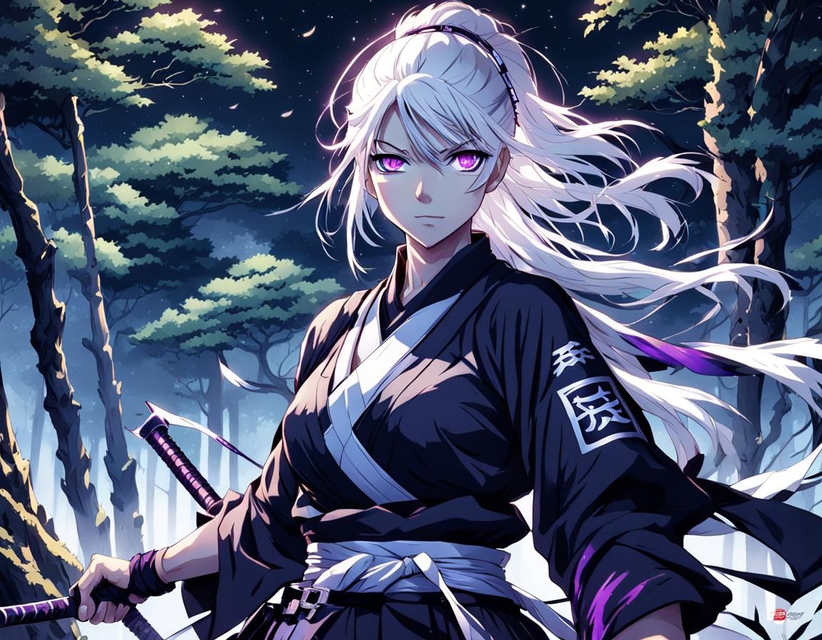 Anime Style Female Ninja Ready to Strike