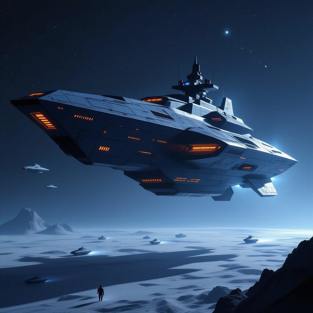 Massive Stealth Space Battleship with Phantom Shadow Design