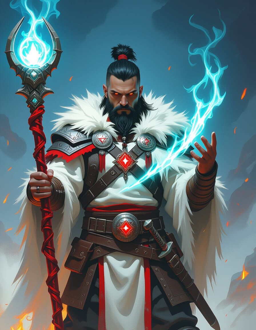 Red Wizard Barbarian Shaman Digital Painting