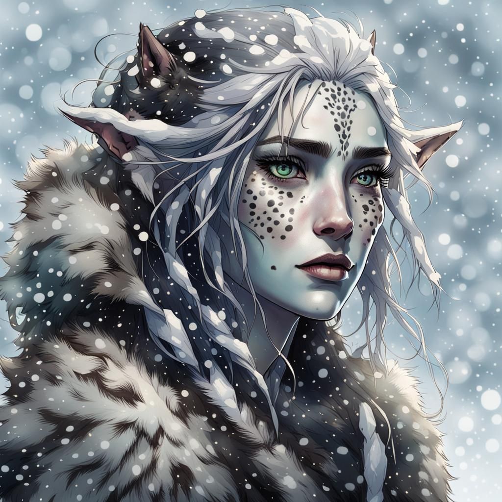 Arctic Elf Woman in Spotted Furs