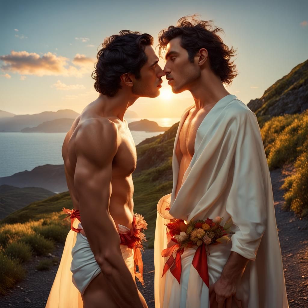 Golden Hour Kiss on Volcanic Island Shore