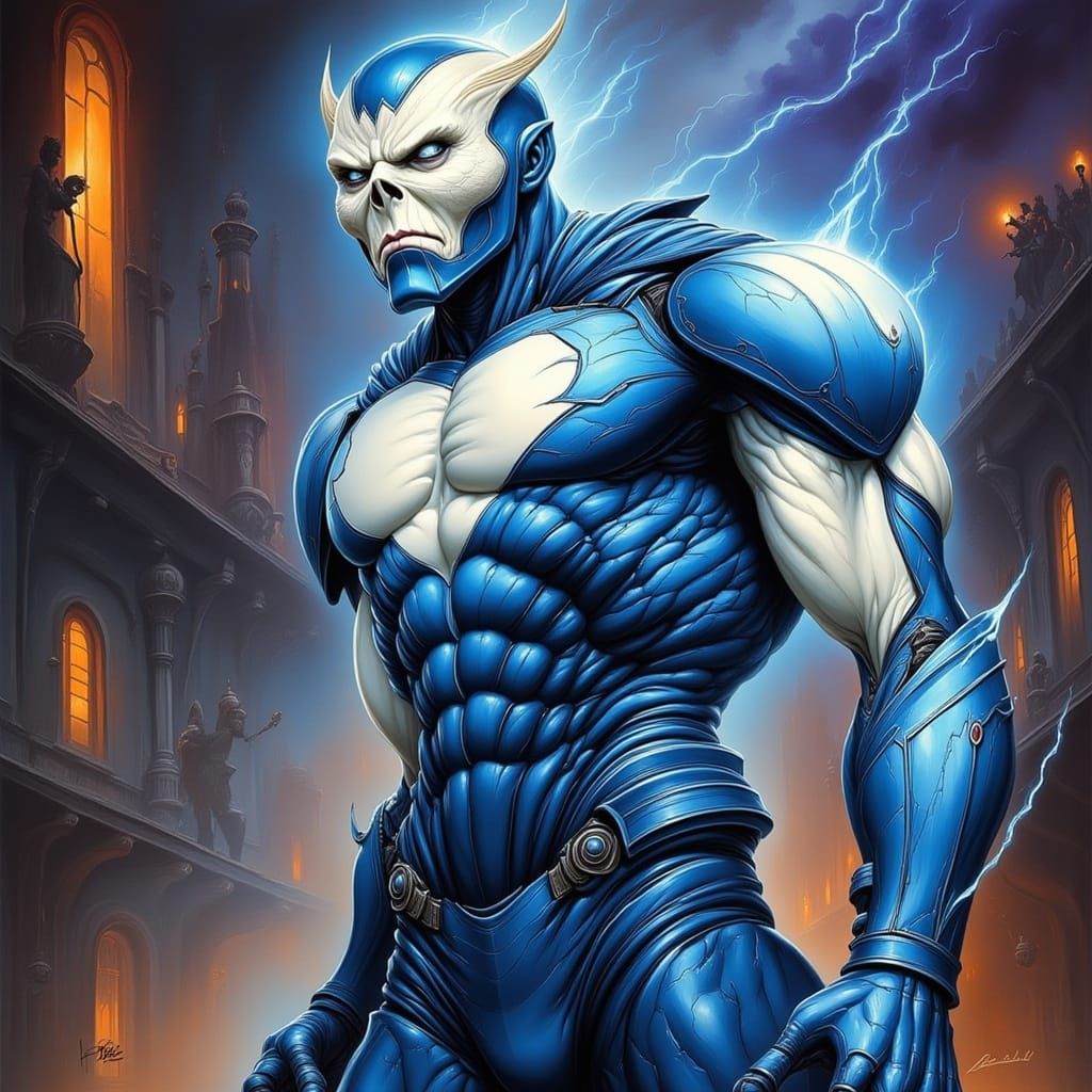 Mighty Blue Avenger Character Portrait