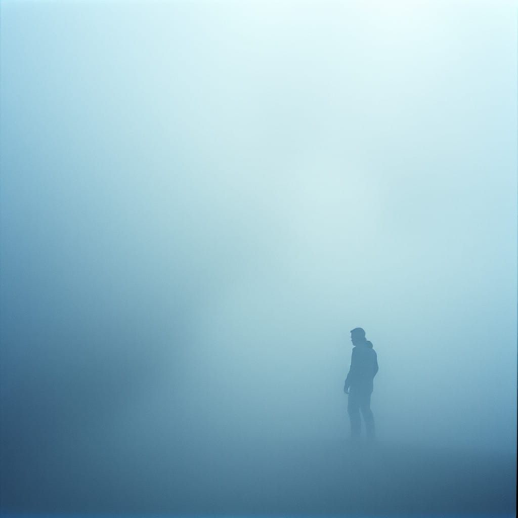 Mysterious Figure Lost in Ethereal Mist