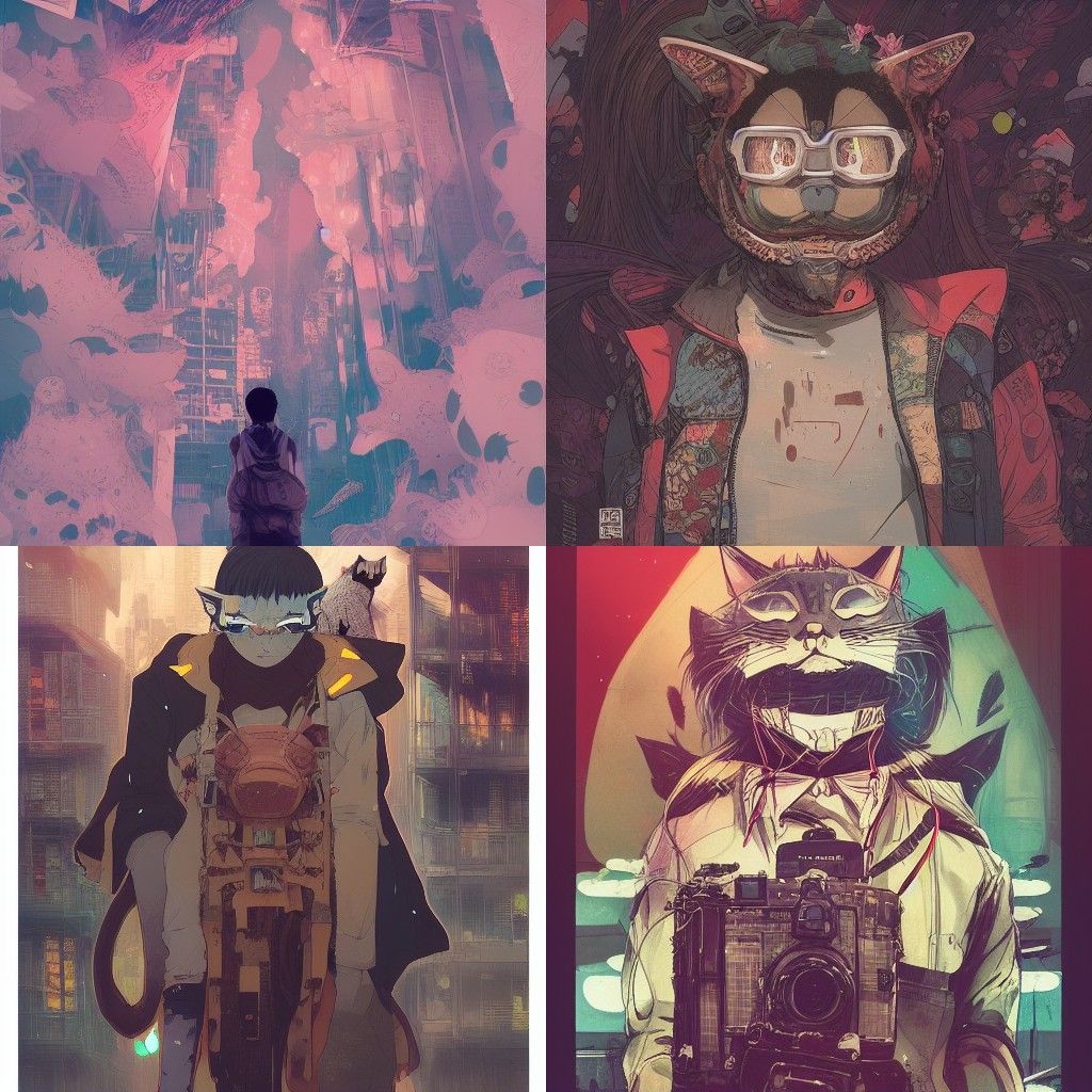 Anime Man with Cat Mask: Detailed Matte Photo