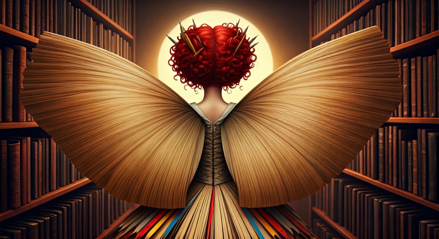 Literary Fairy with Book Wings in Fantasy Art Style