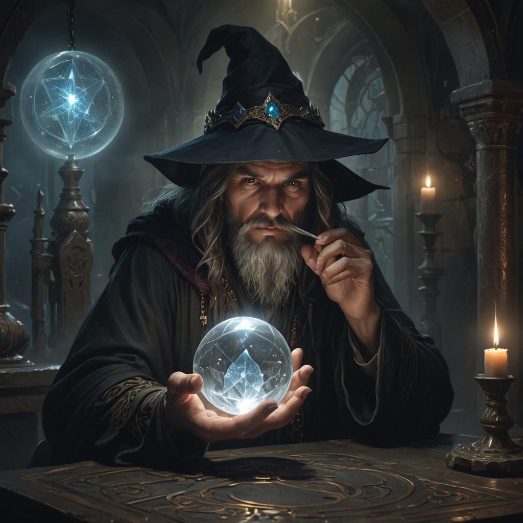 Mystical Wizard Portrait in Dark Fantasy Style