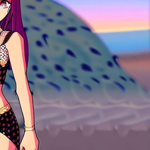Anime Girl with Cheetah Features in Desert