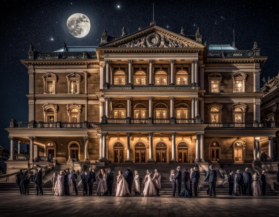 Grand Opera House at Night: Hyperrealistic Scene
