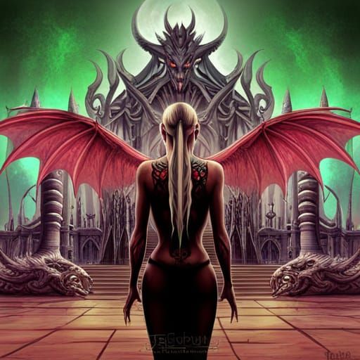 Winged Demon Woman in Dark Fantasy Art