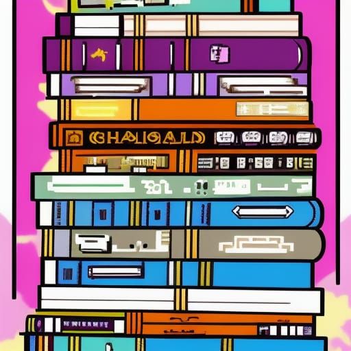 8-Bit Pixel Art Stacked Books Anime Style