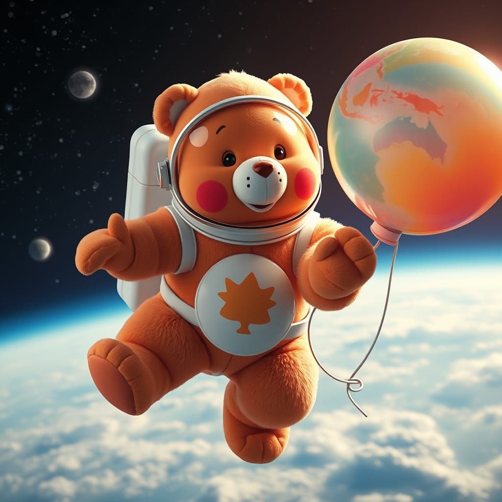 Care Bear Astronaut Drifting Through Space