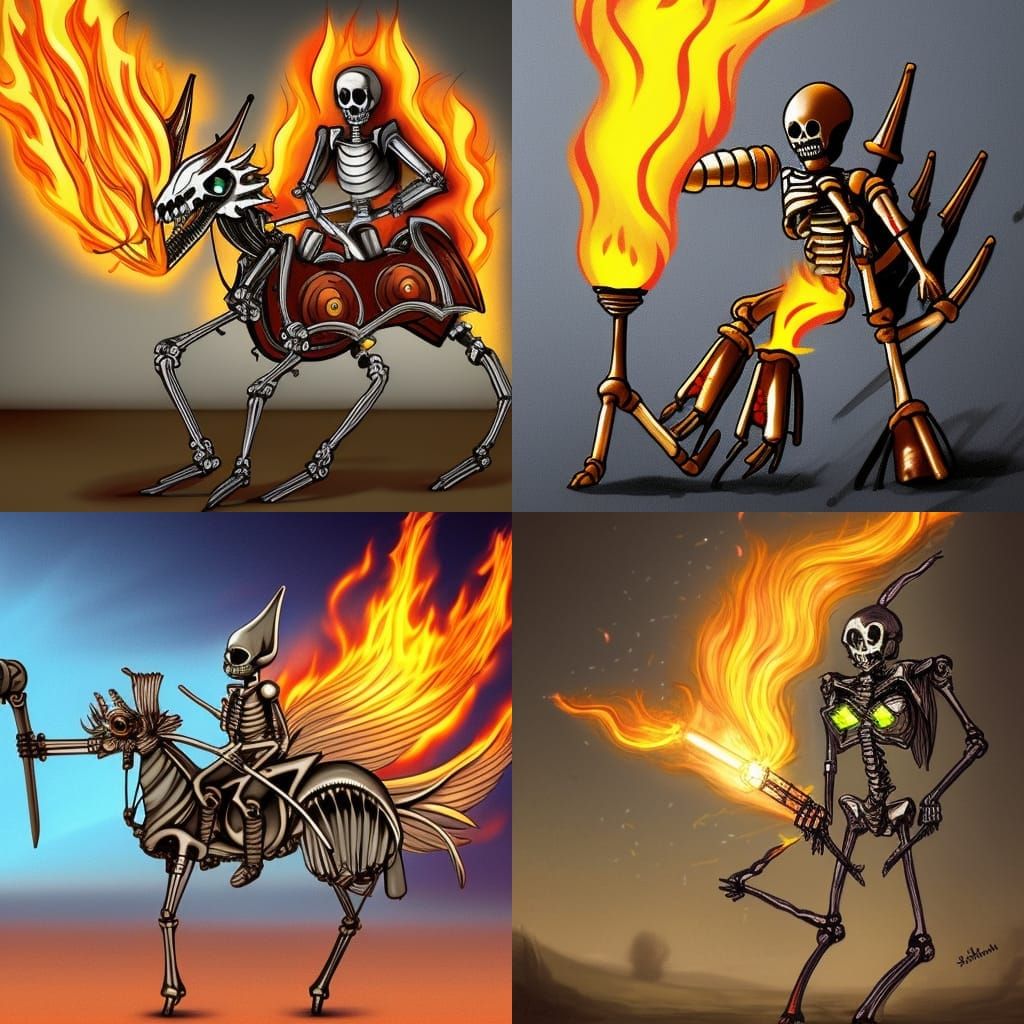 Futuristic Alien Elf Robot Rider on Skeletal Horse