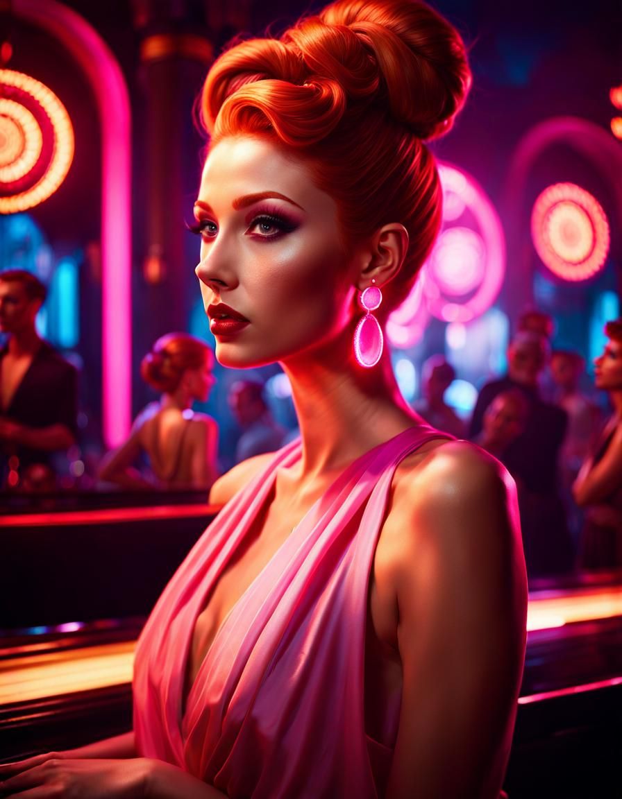 Captivating Woman in Nightclub, Digital Matte Painting
